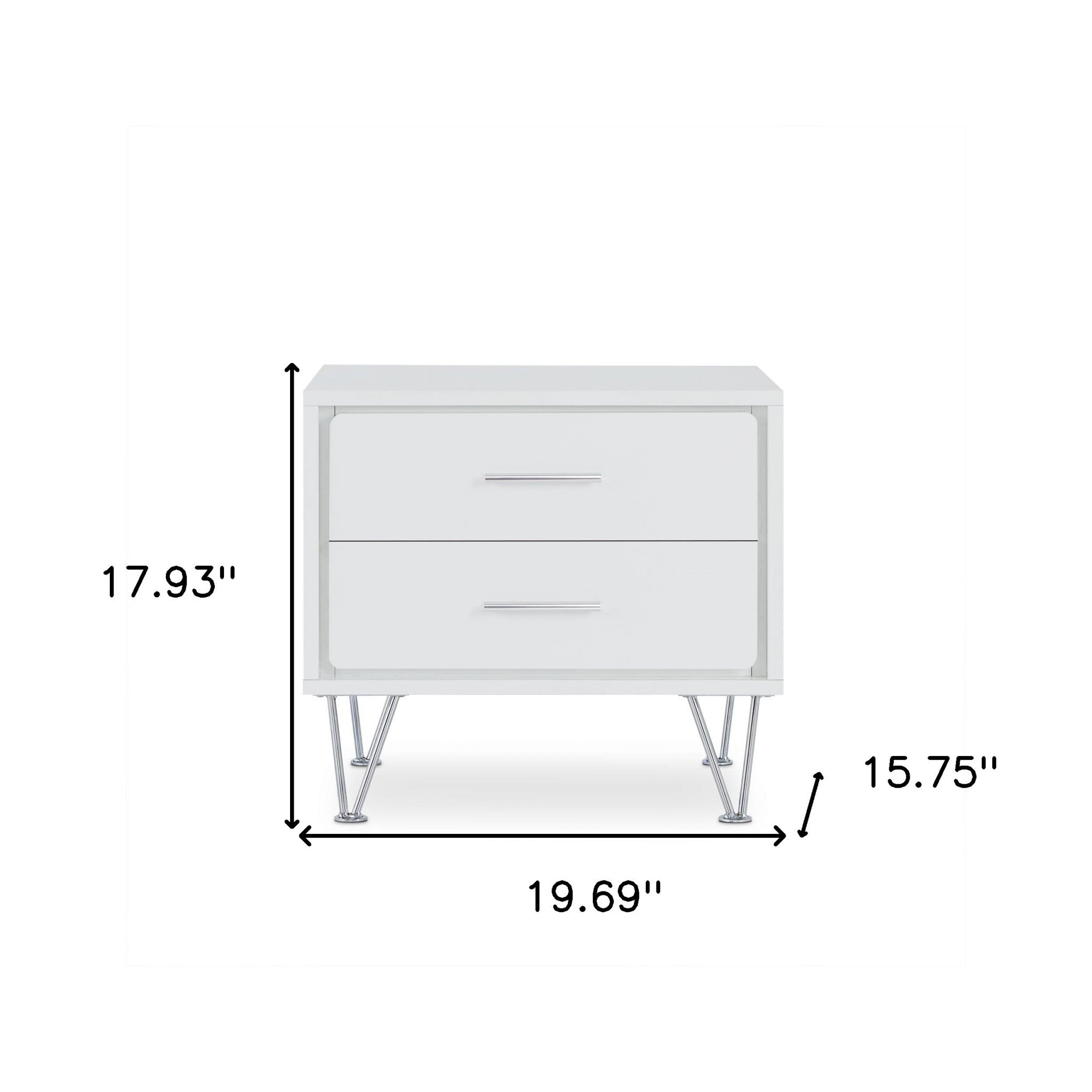 18" Wood Two Drawer Nightstand