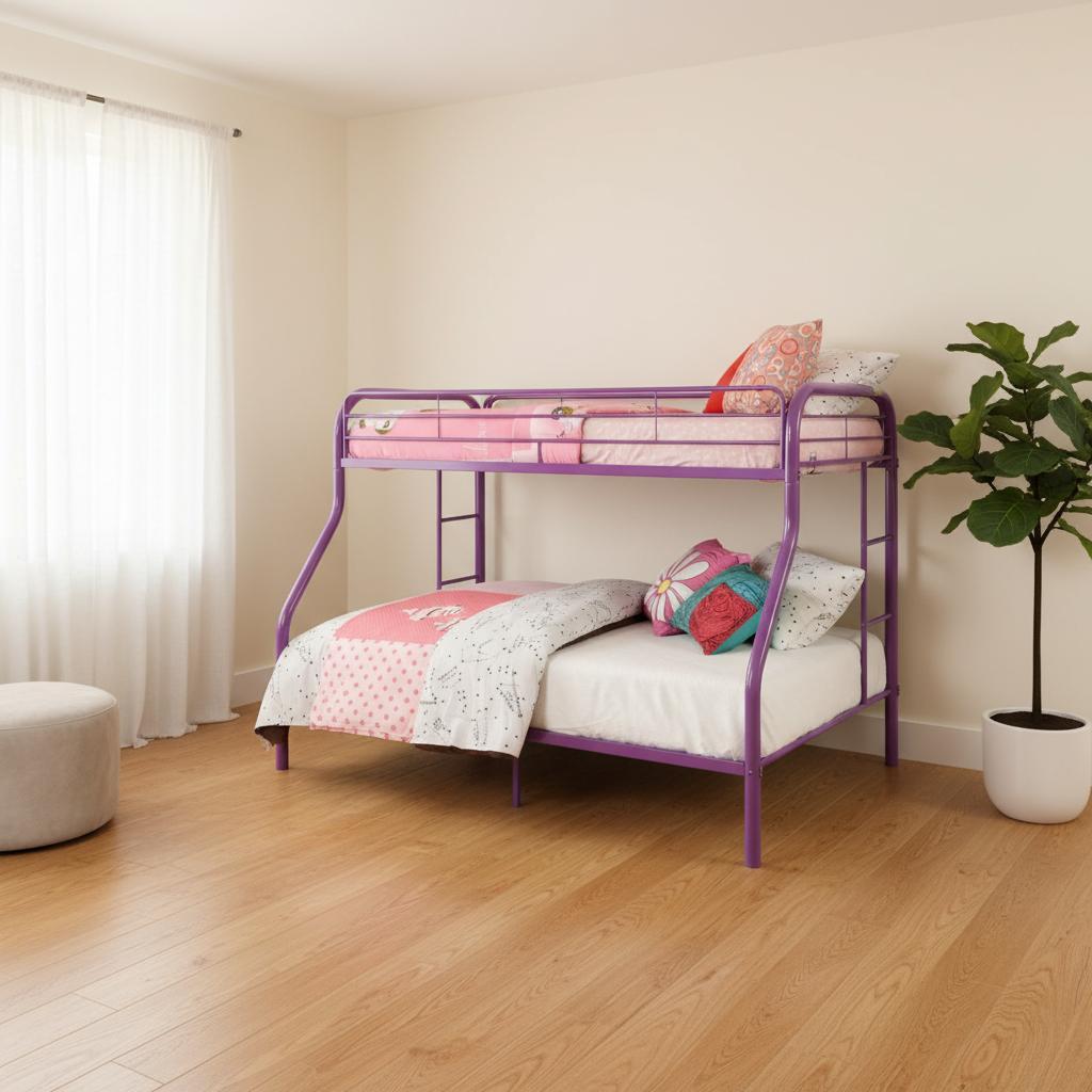 78" X 54" X 60" Twin Over Full Purple Metal Tube Bunk Bed