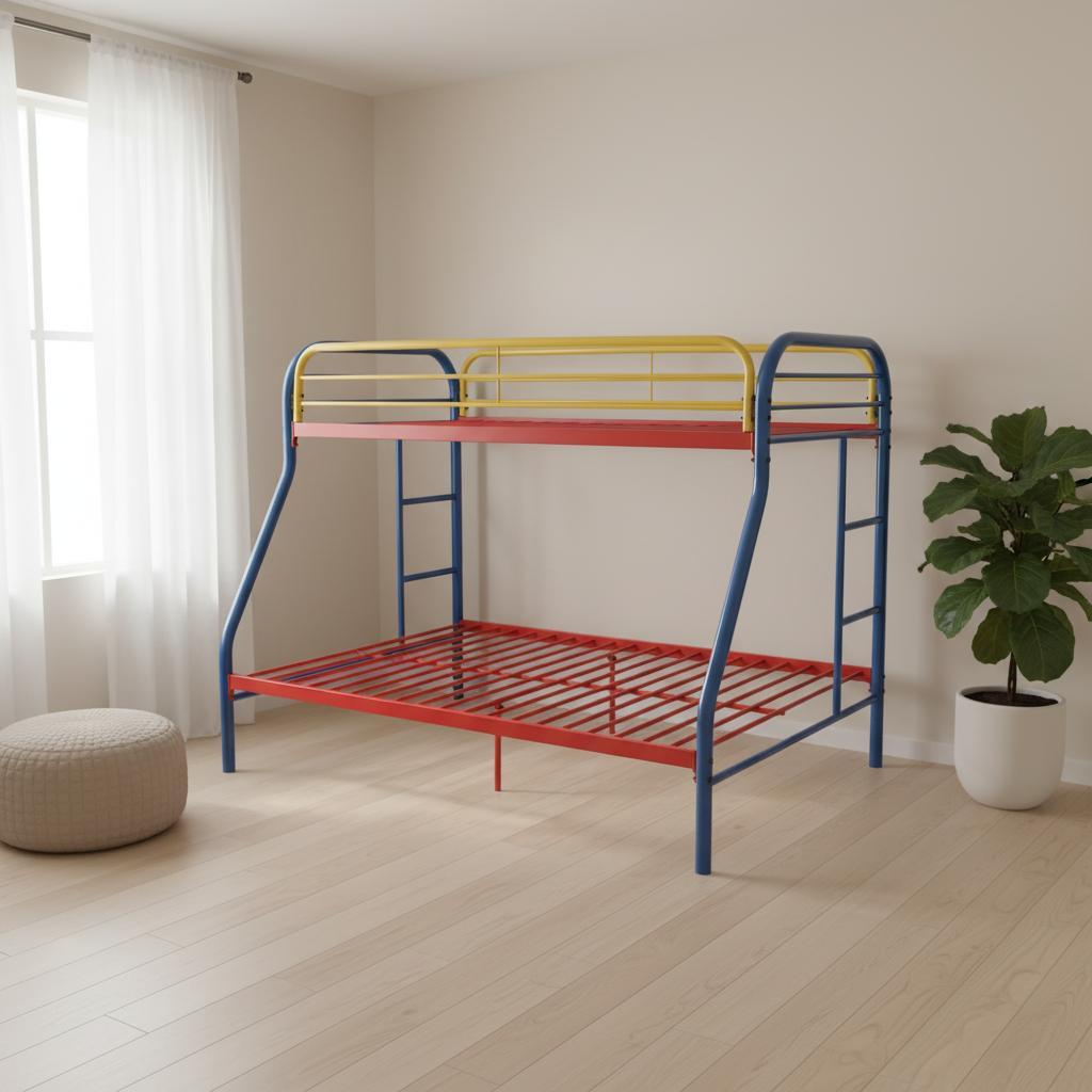 78" X 54" X 60" Twin Over Full Rainbow Metal Tube Bunk Bed