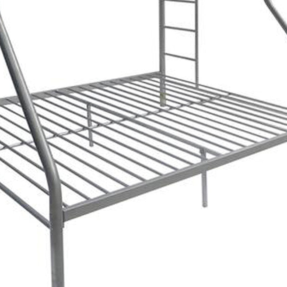 78" X 54" X 60" Twin Over Full Silver Metal Tube Bunk Bed