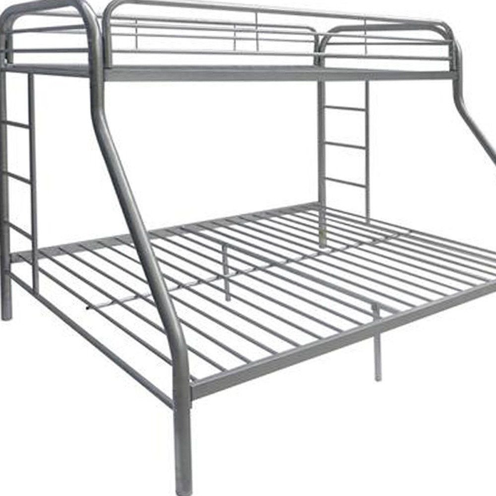 78" X 54" X 60" Twin Over Full Silver Metal Tube Bunk Bed