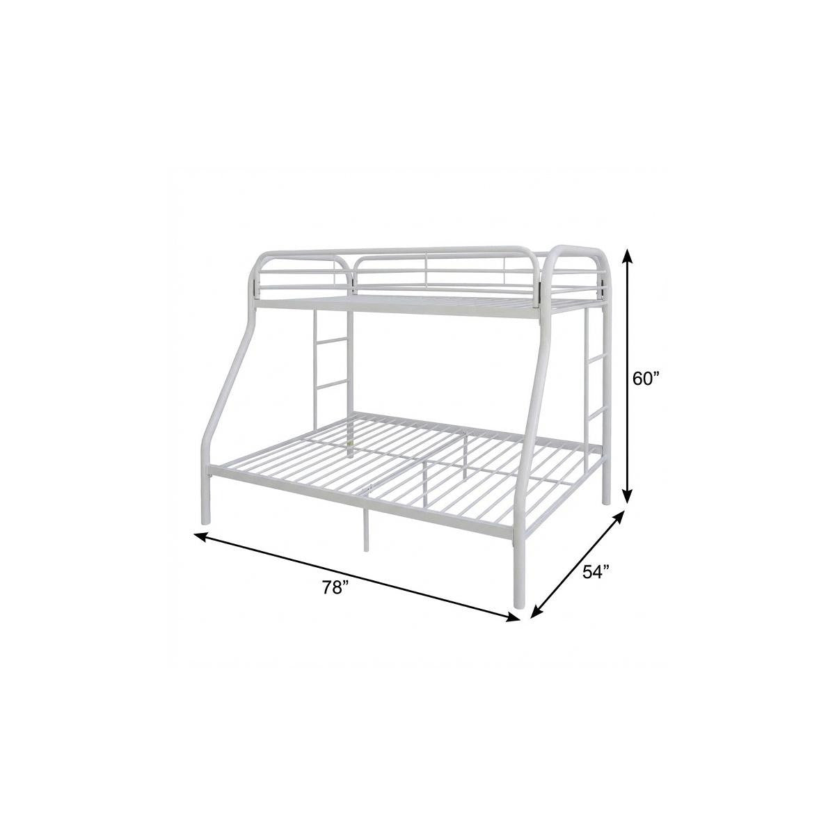 White Twin Over Full Contemporary Metal Bunk Bed