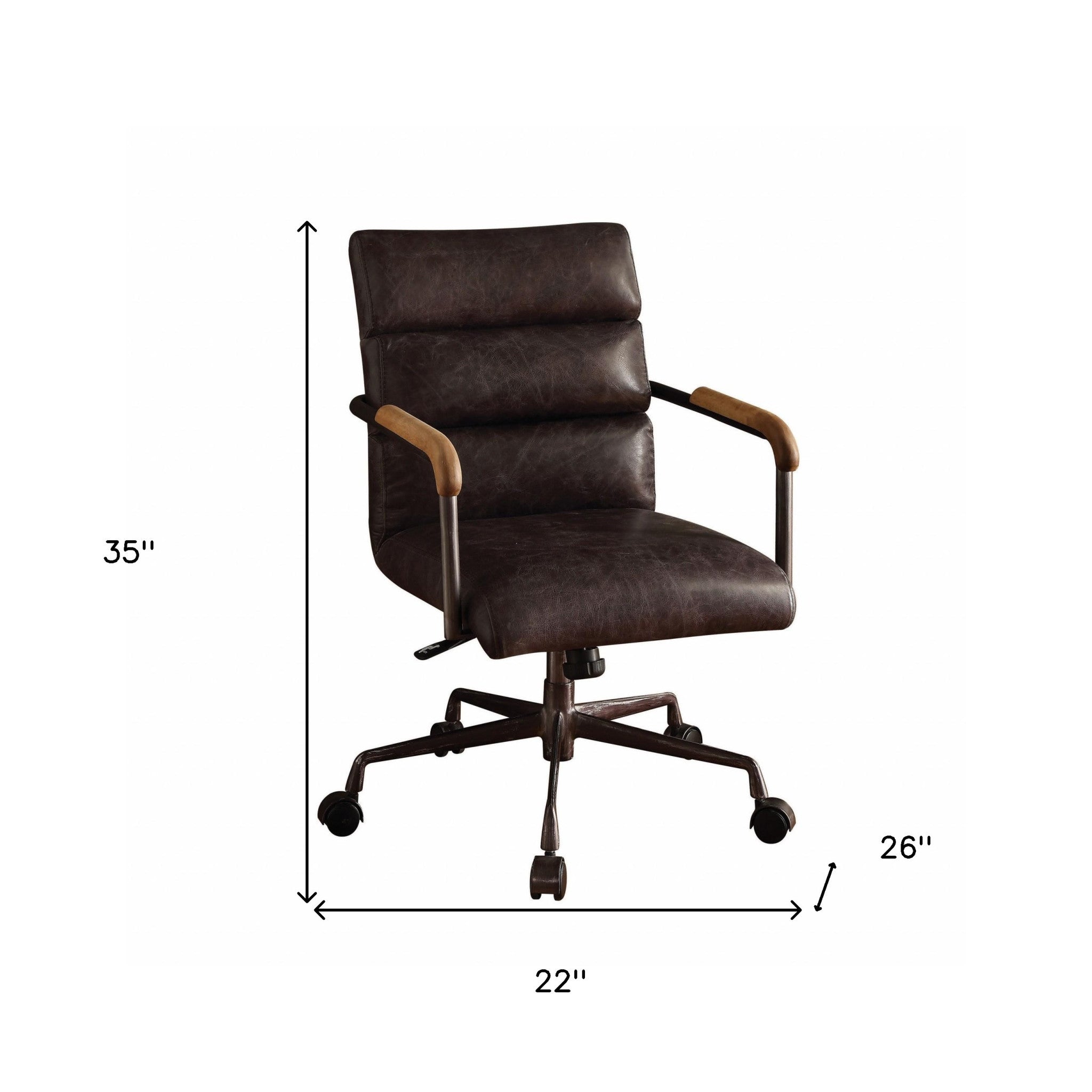 24" X 28" X 37-40" Cocoa Top Grain Leather Office Chair