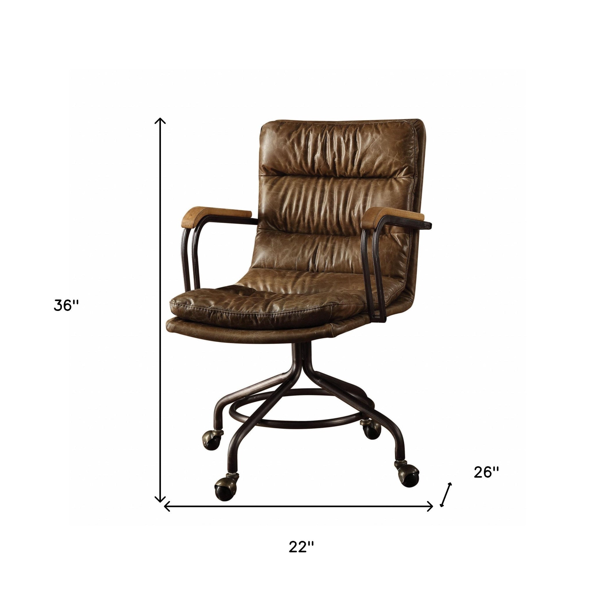 Coffee and Dark Brown Swivel Leather Rolling Executive Office Chair