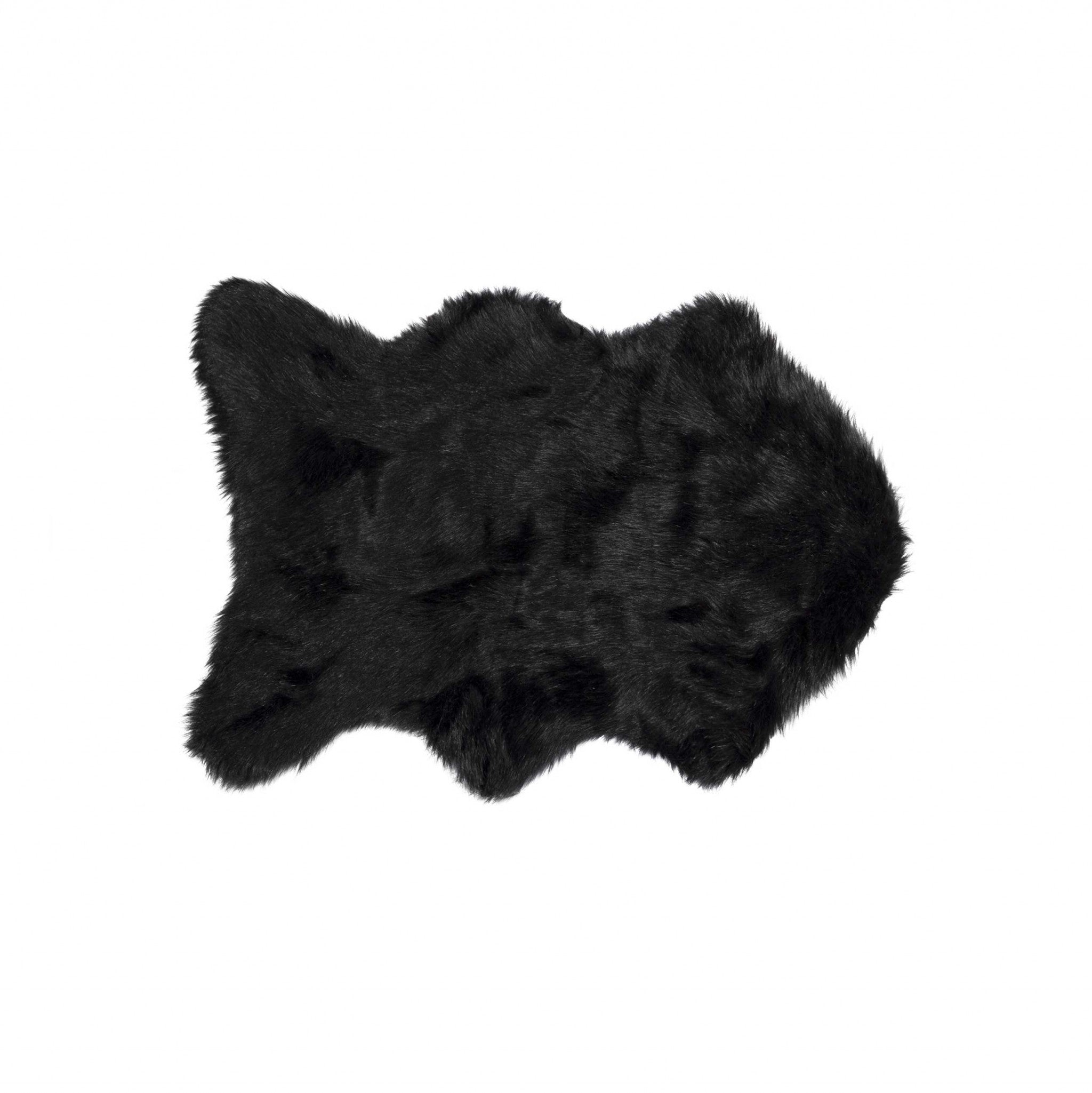 2' X 3' Black Faux Sheepskin Animal Print Washable Area Rug