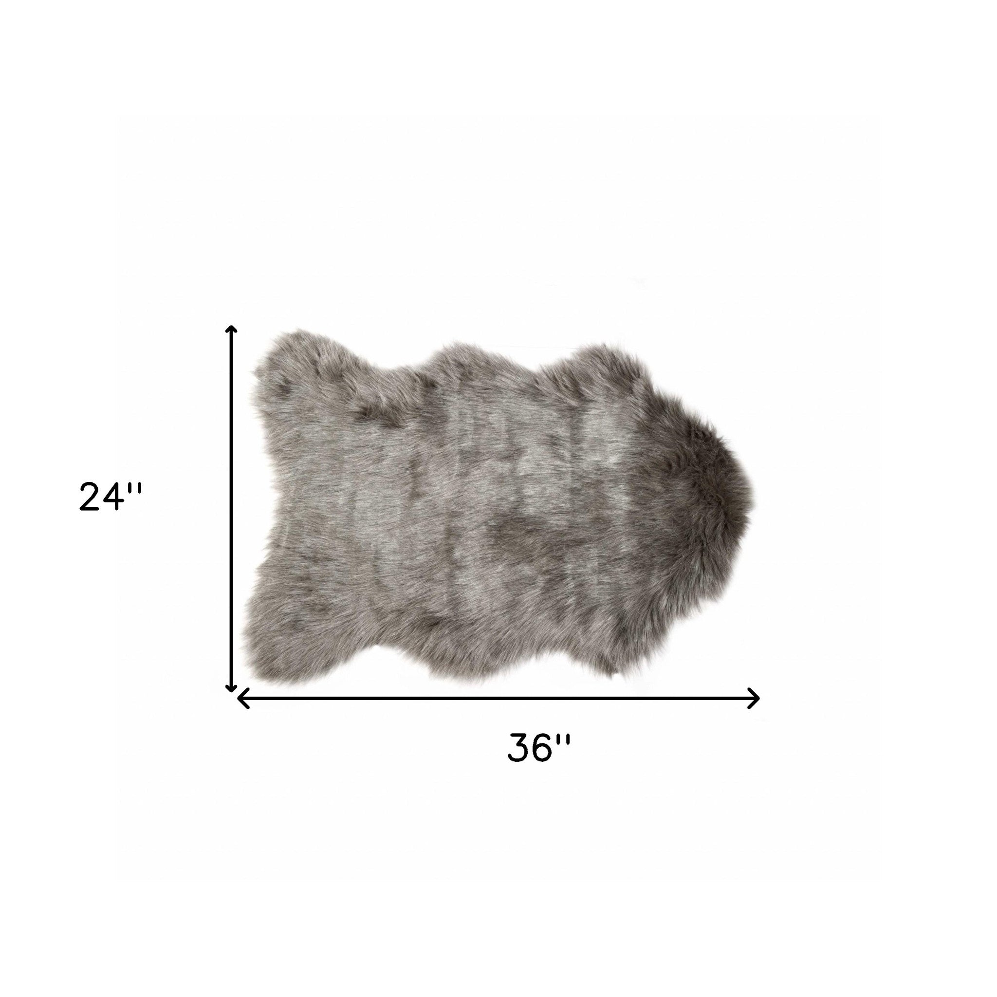 2' X 3' Gray Faux Sheepskin Area Rug