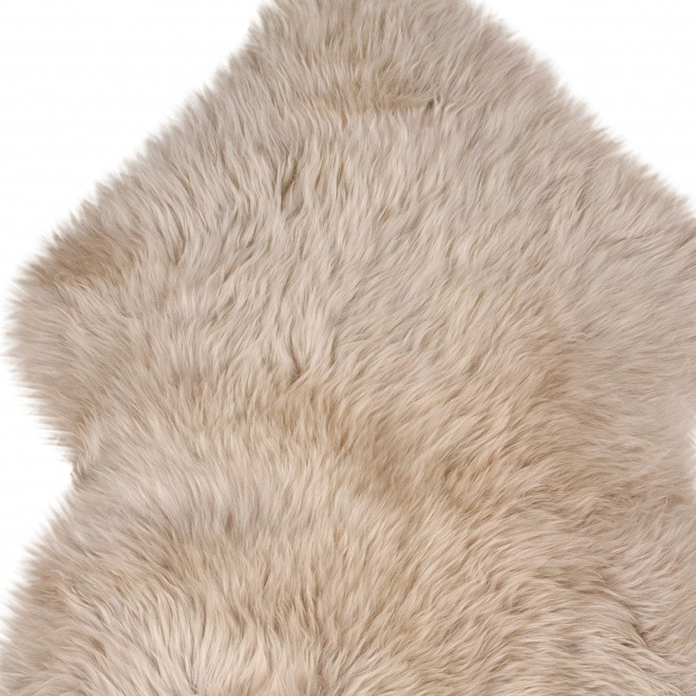 2' X 3' Taupe Genuine Sheepskin Animal Print Shag Area Rug