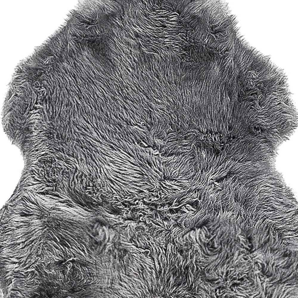 6' Gray Genuine Sheepskin Animal Print Shag Area Rug