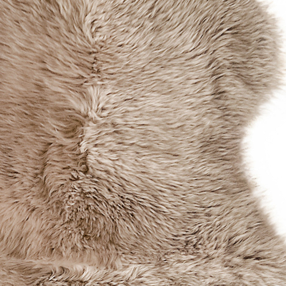 6' Taupe Genuine Sheepskin Area Rug
