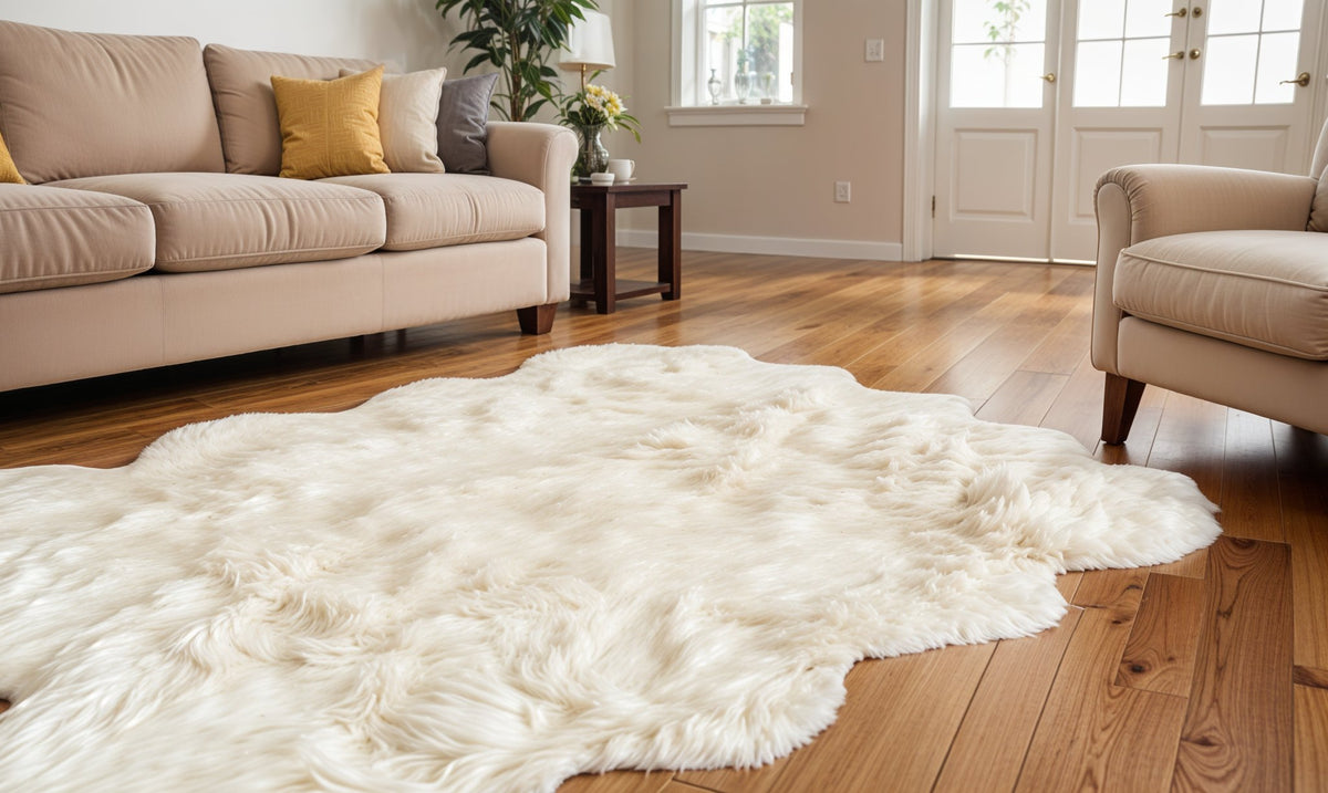 6' X 8' Natural New Zealand Sheepskin Area Rug