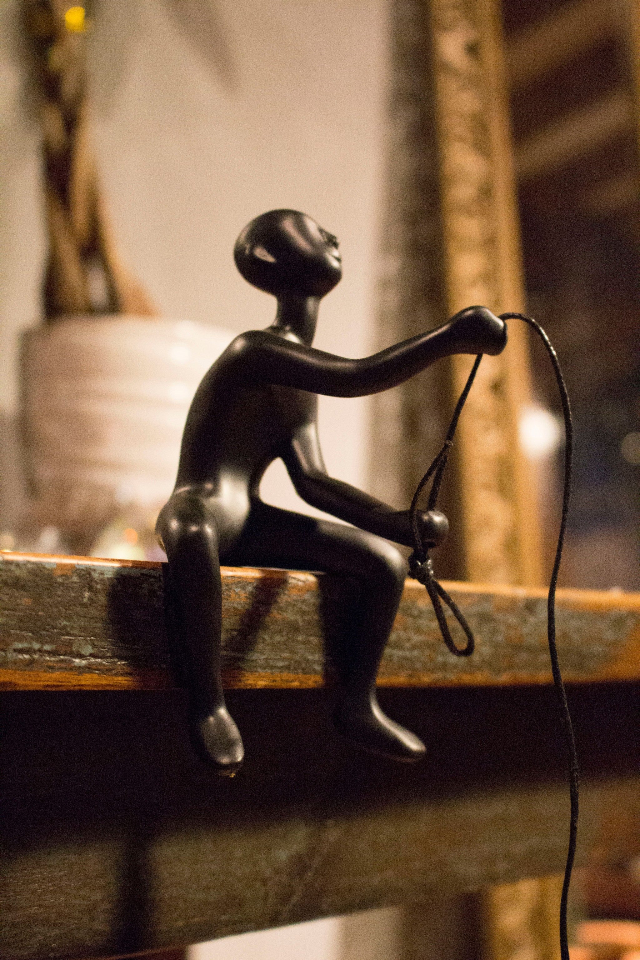 6" X 4" Black Resin Climbing Man Hanging Dimensional Sculpture