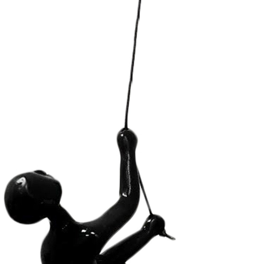 6" X 4" Black Resin Climbing Man Hanging Dimensional Sculpture