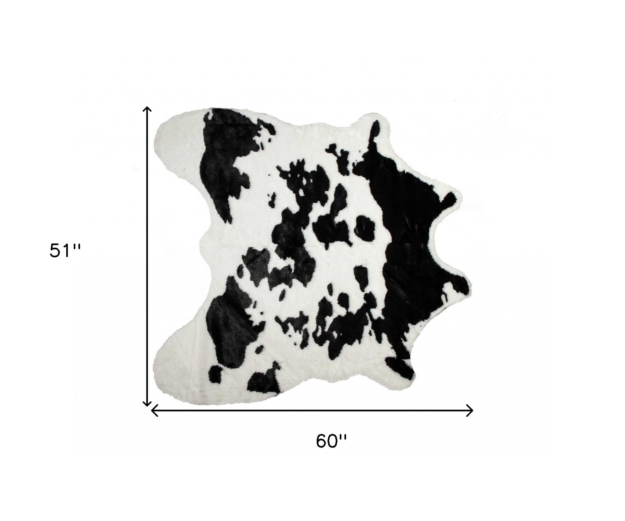 4' X 5' Black And White Faux Cowhide Animal Print Washable Area Rug