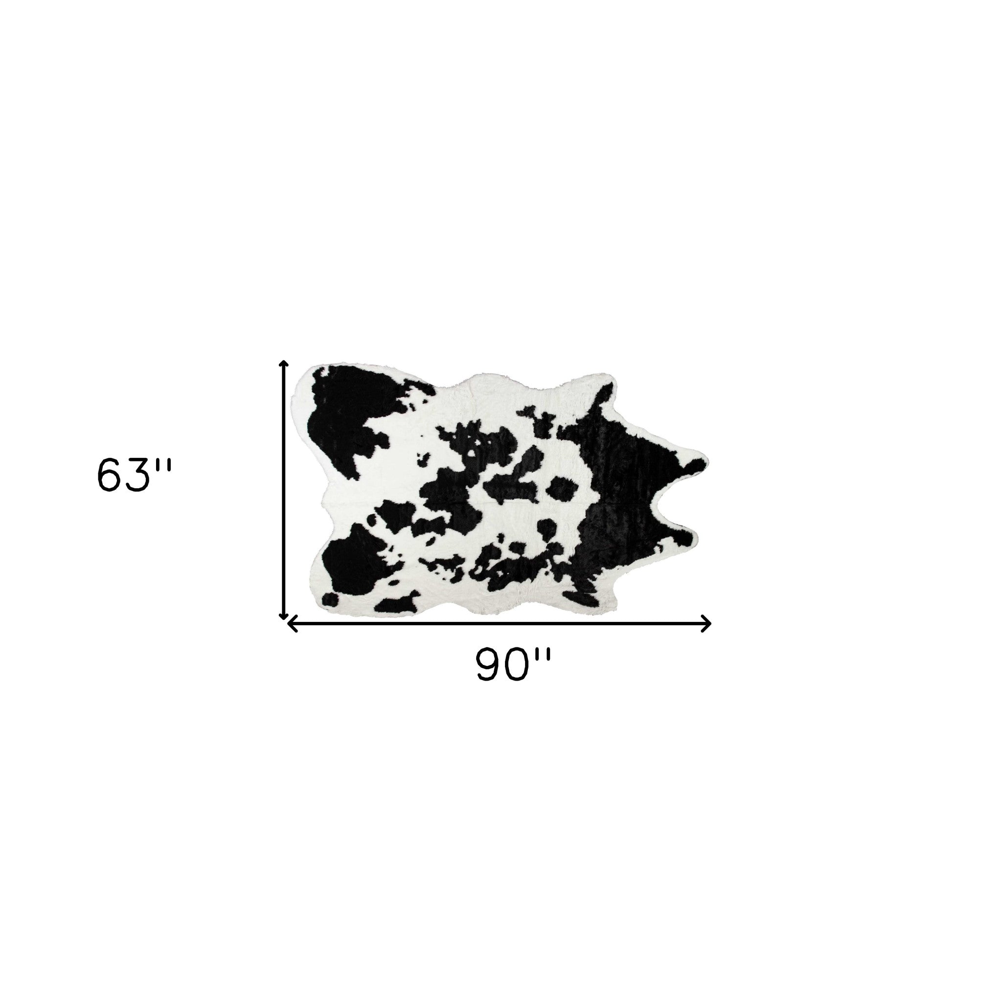 5' X 8' Black And White Cowhide Print Washable Area Rug