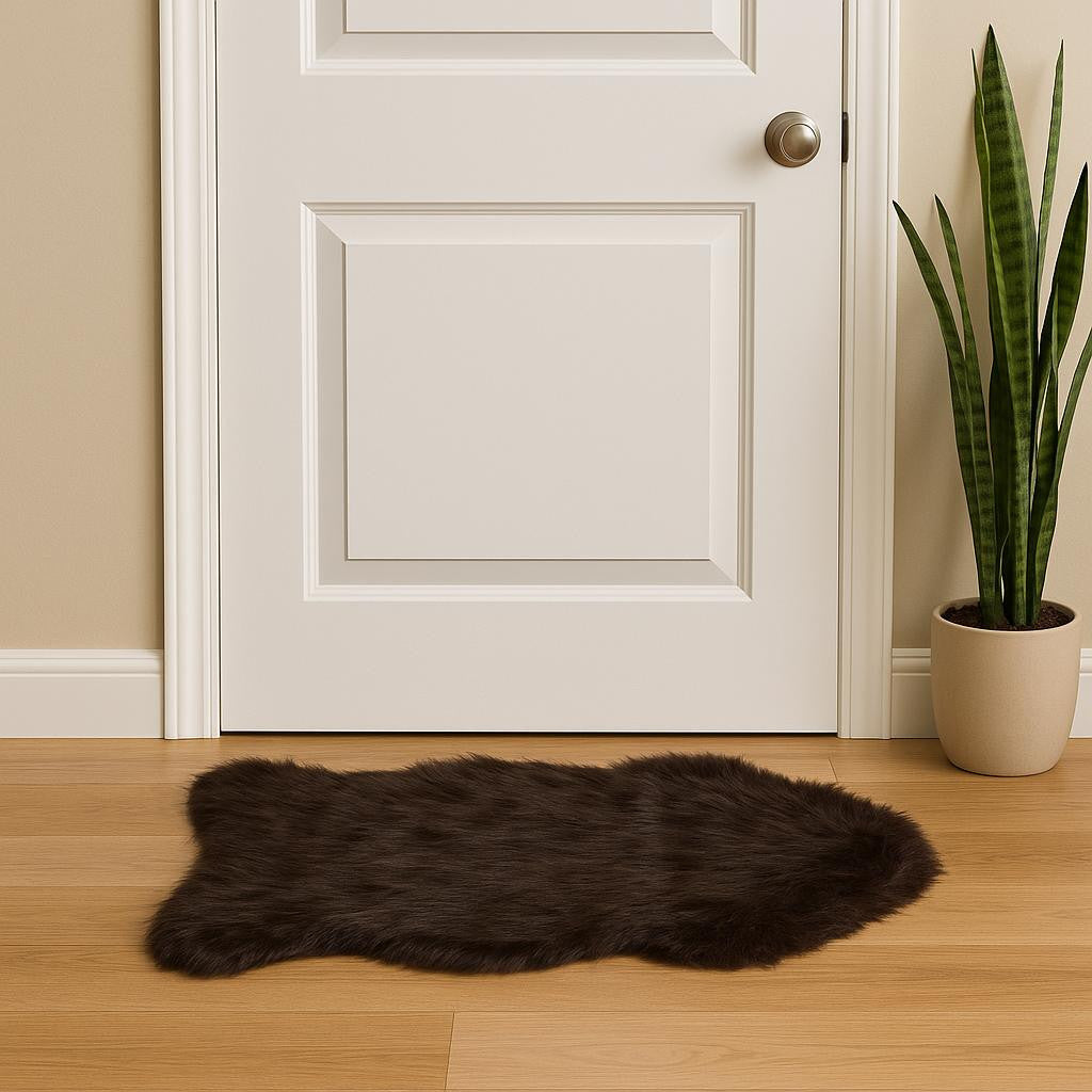 2' X 3' Chocolate Faux Sheepskin Shag Area Rug