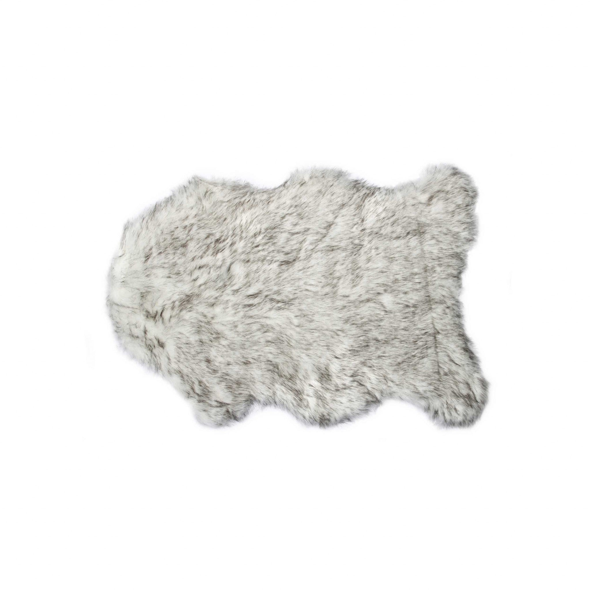 2' X 3' Gray Faux Sheepskin Washable Area Rug
