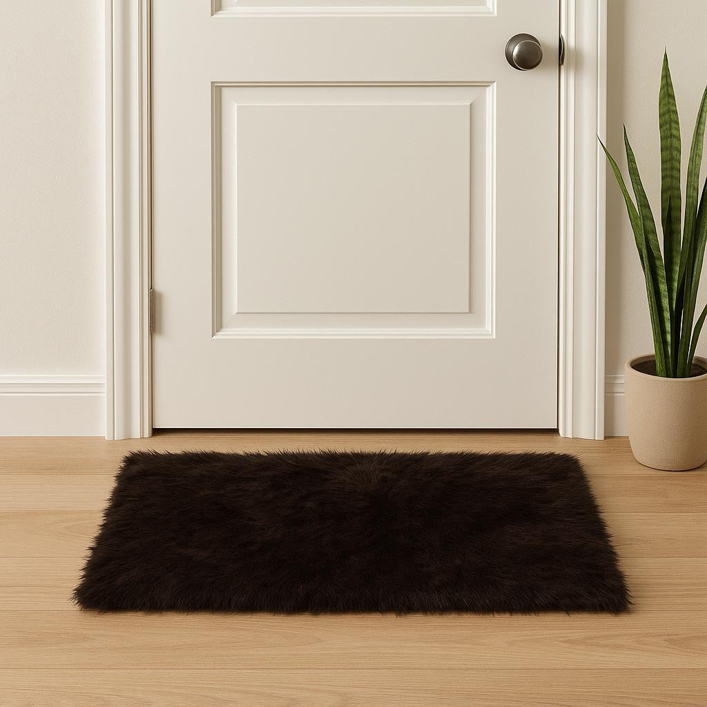 2' X 3' Chocolate Faux Fur Animal Print Area Rug