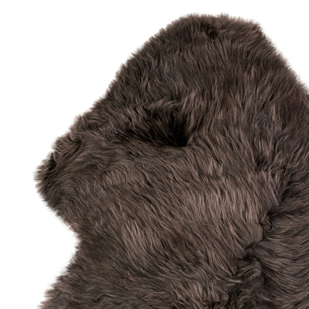 2' X 3' Chocolate Genuine Sheepskin Shag Area Rug