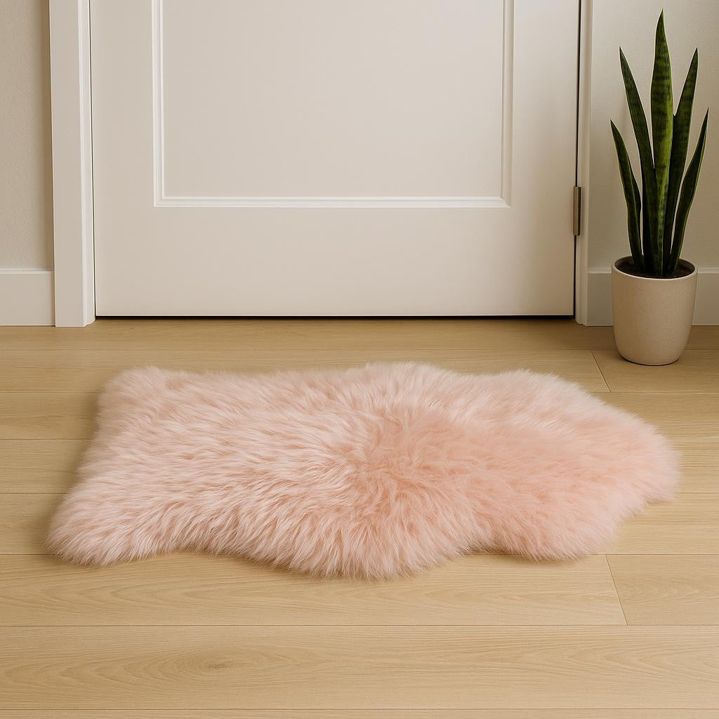 2' X 3' Pink Genuine Sheepskin Shag Area Rug