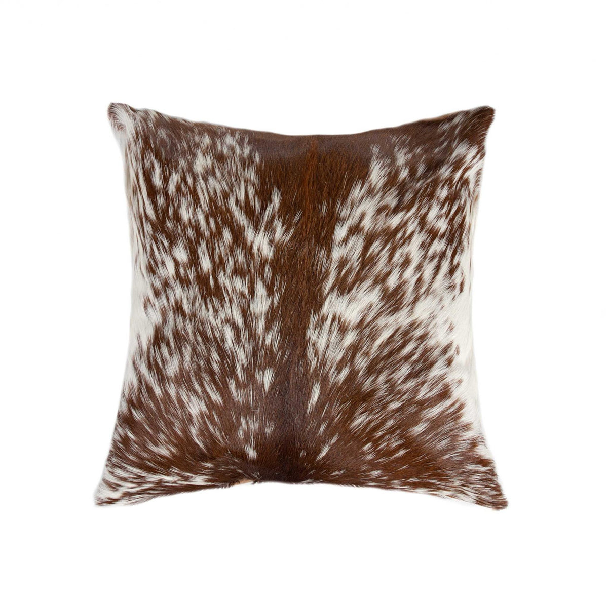 18" Brown and White Cowhide Throw Pillow