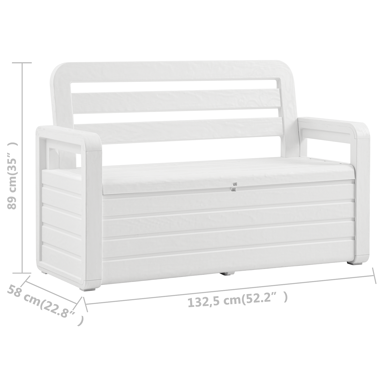 vidaXL Outdoor Storage Bench Deck Box Seating for Patio Furniture Plastic-3