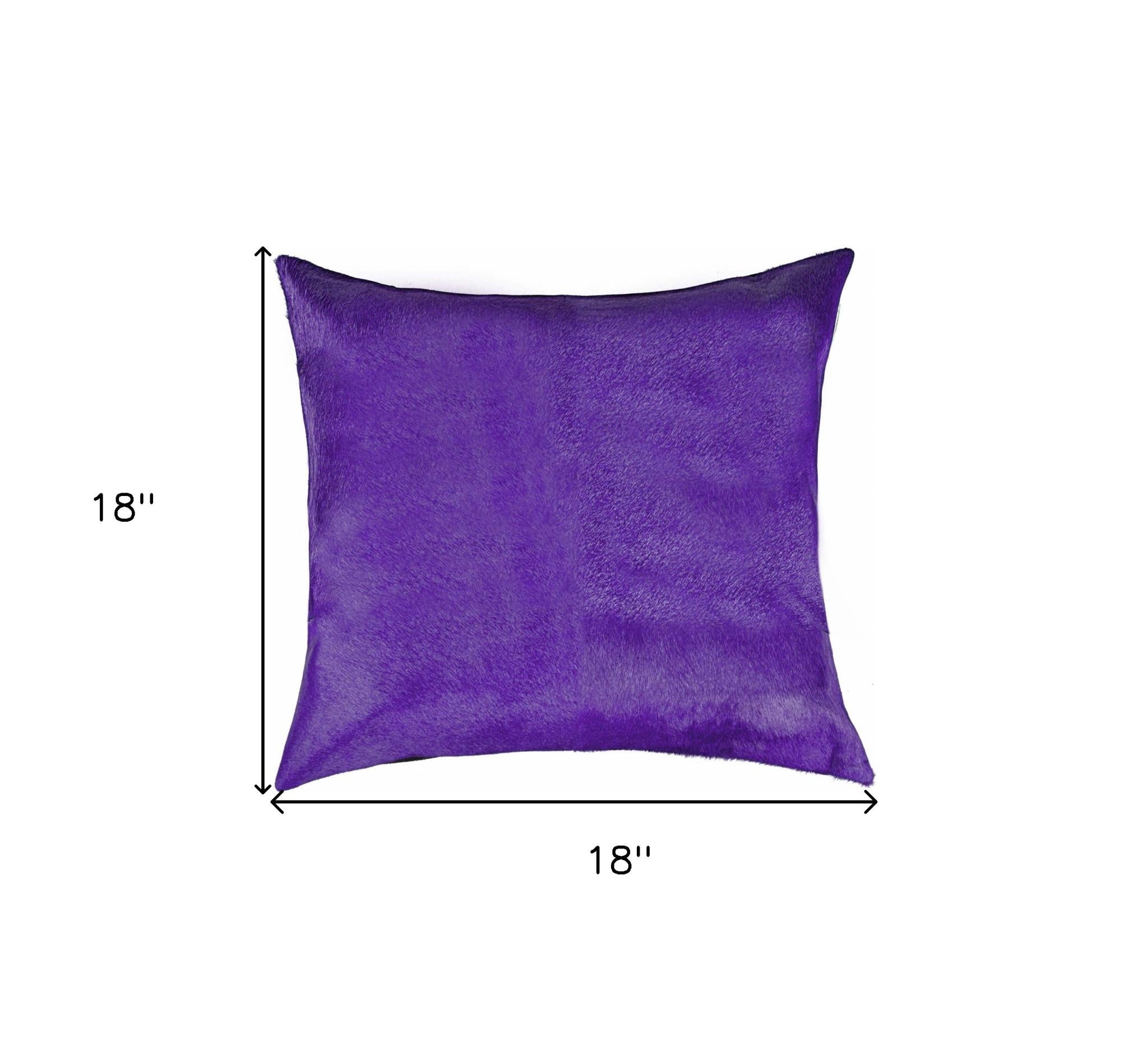 18" Purple Cowhide Throw Pillow