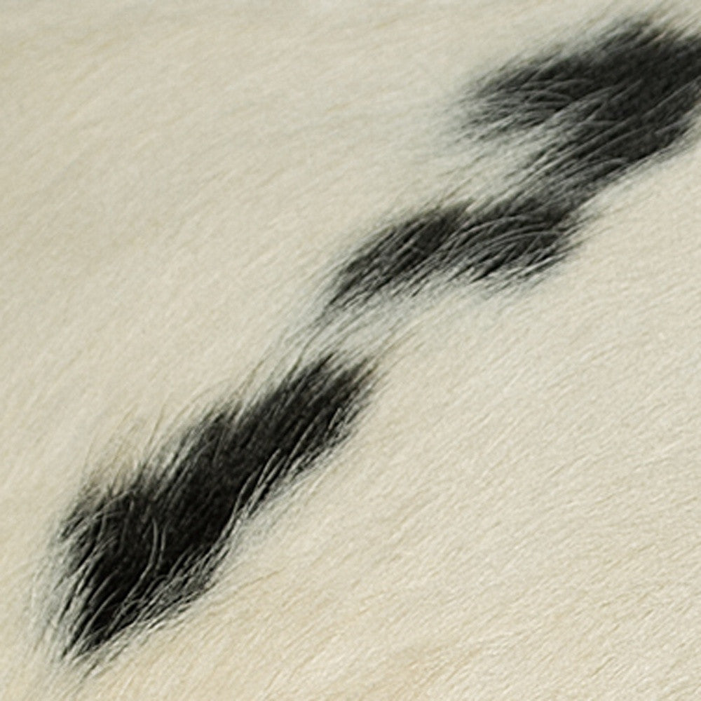 18" White And Black Cowhide Throw Pillow