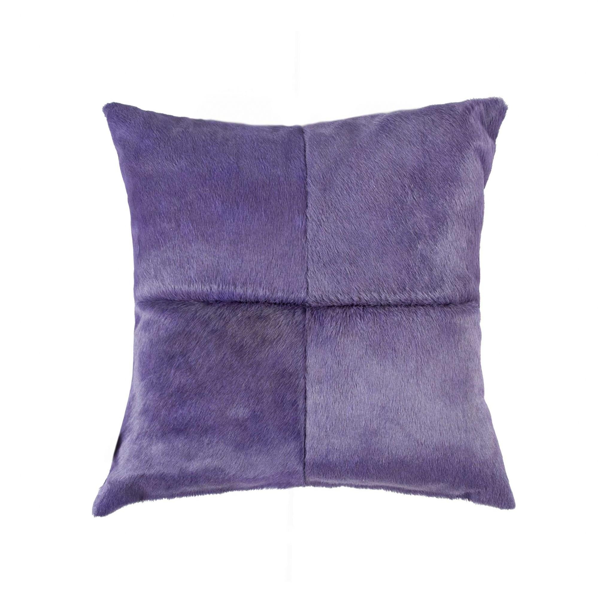 18" Purple Cowhide Throw Pillow
