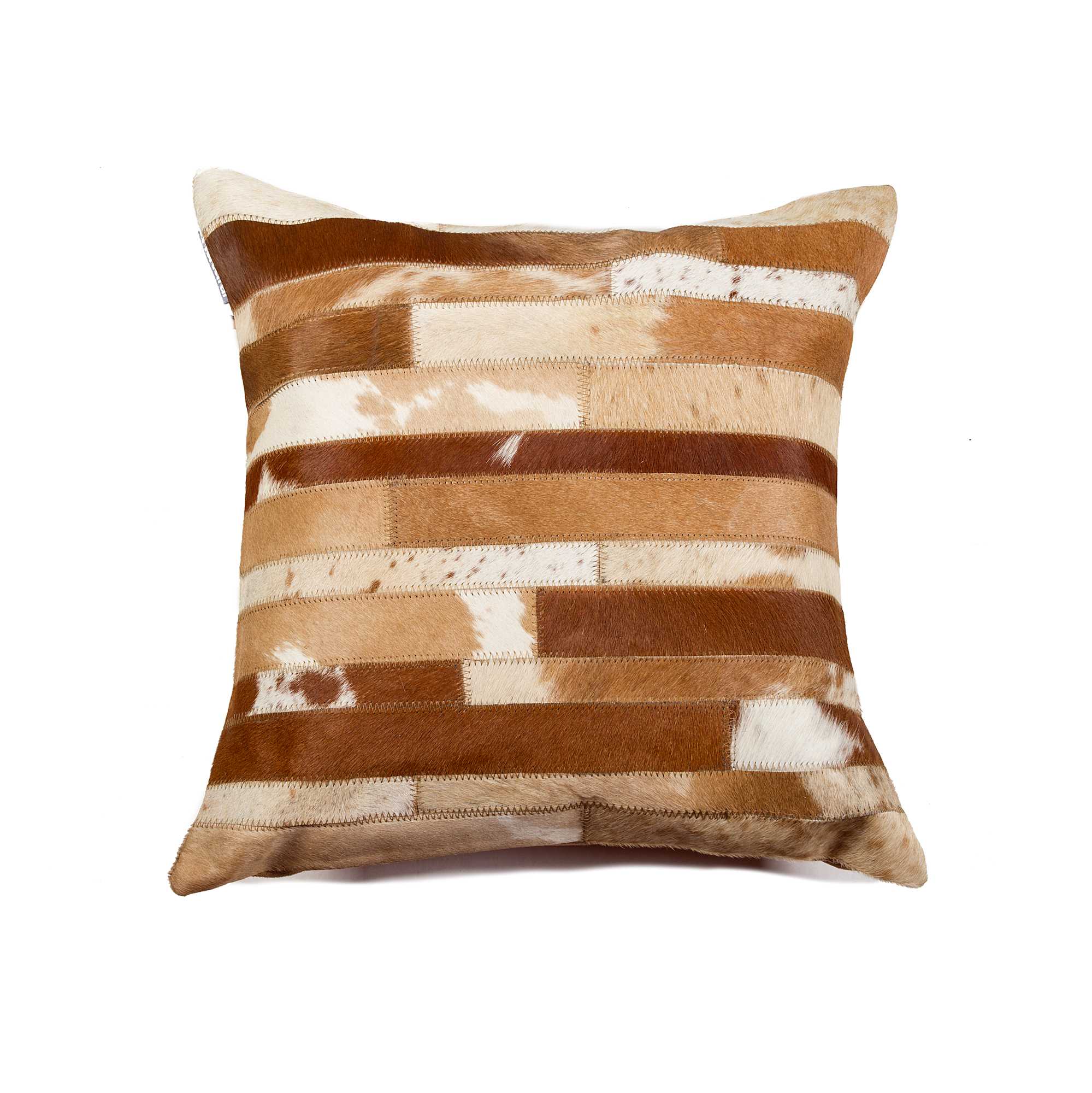 18" Brown and White Cowhide Throw Pillow