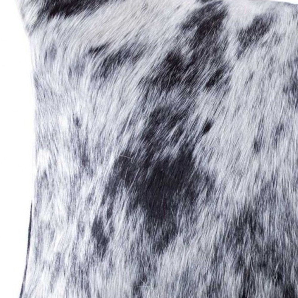 18" X 18" X 5" Salt And Pepper Black And White Cowhide Pillow