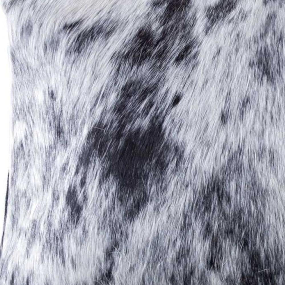 18" X 18" X 5" Salt And Pepper Black And White Cowhide Pillow
