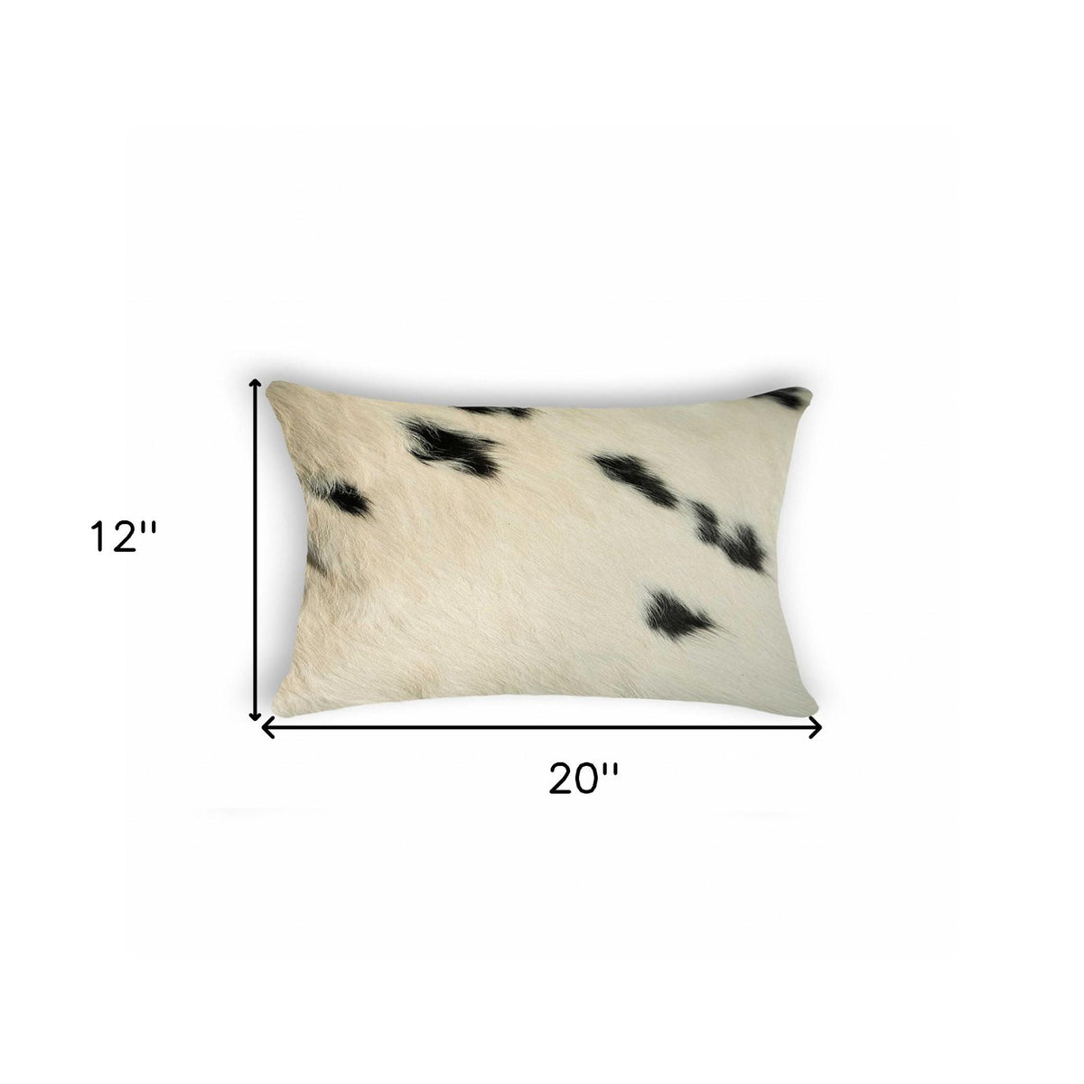 12" X 20" Black And White Cowhide Throw Pillow