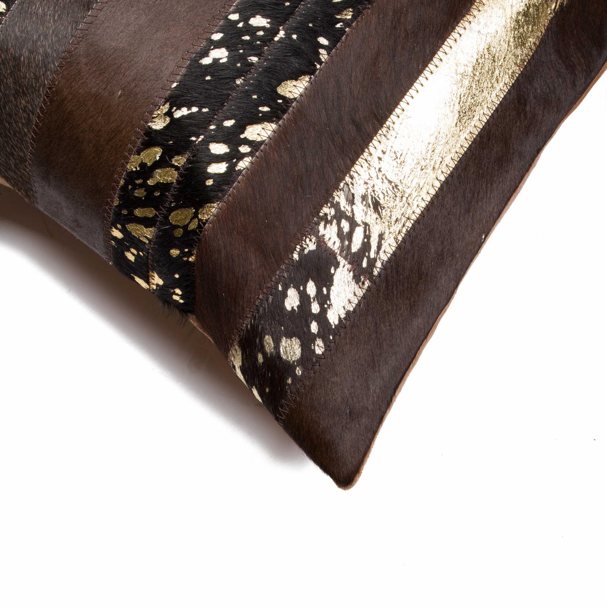Set of Two 18" Chocolate Cowhide Throw Pillows