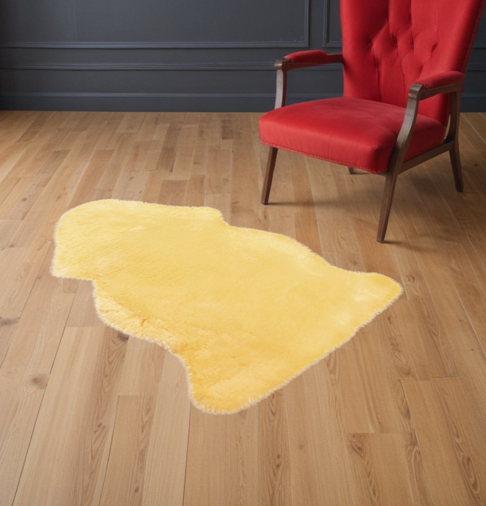 2' X 3' Cream Genuine Sheepskin Animal Print Shag Area Rug