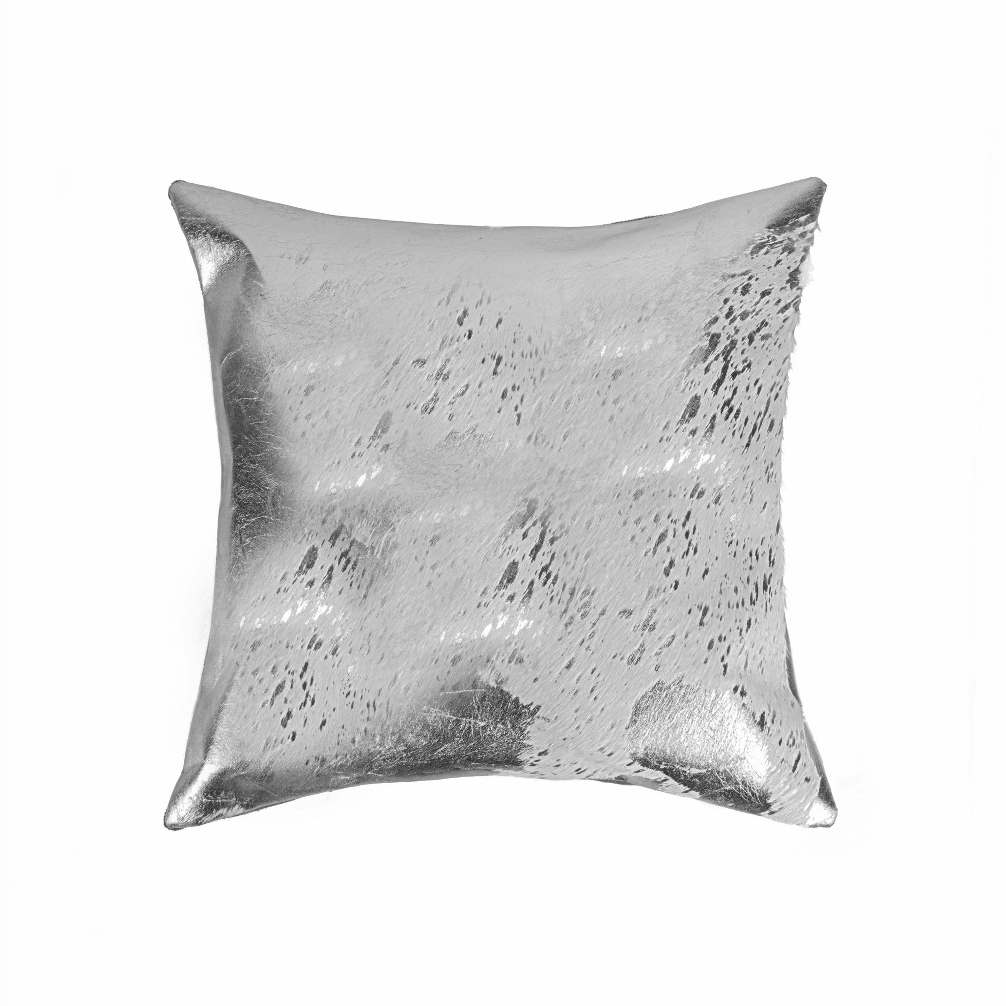 18" Silver Cowhide Throw Pillow