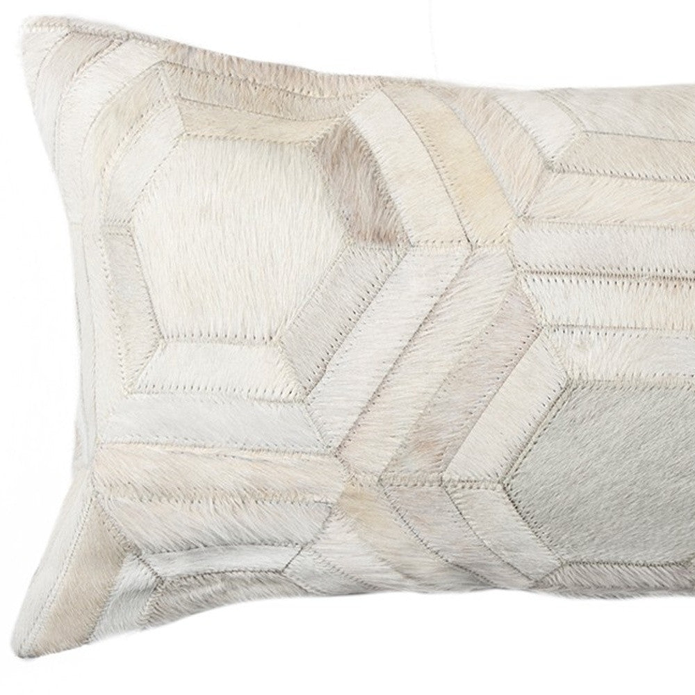 12 X 20 Black And White Cowhide Throw Pillow