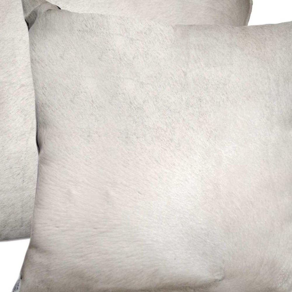 Set of Two Off White Cowhide Throw Pillow