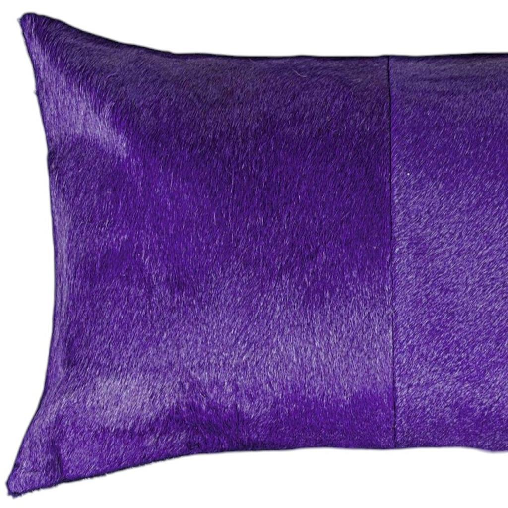 12 X 20 Purple Cowhide Throw Pillow