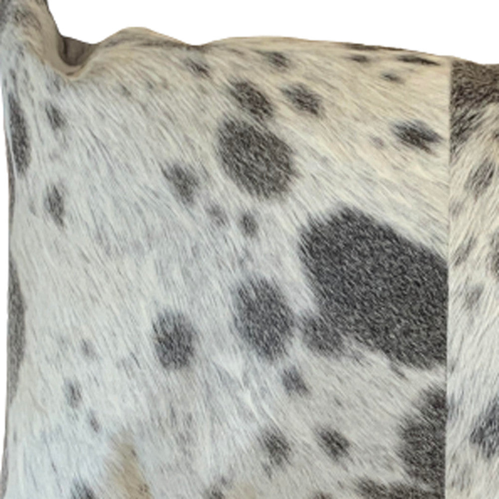 Set Of 2 Gray And White Natural Cowhide Pillows