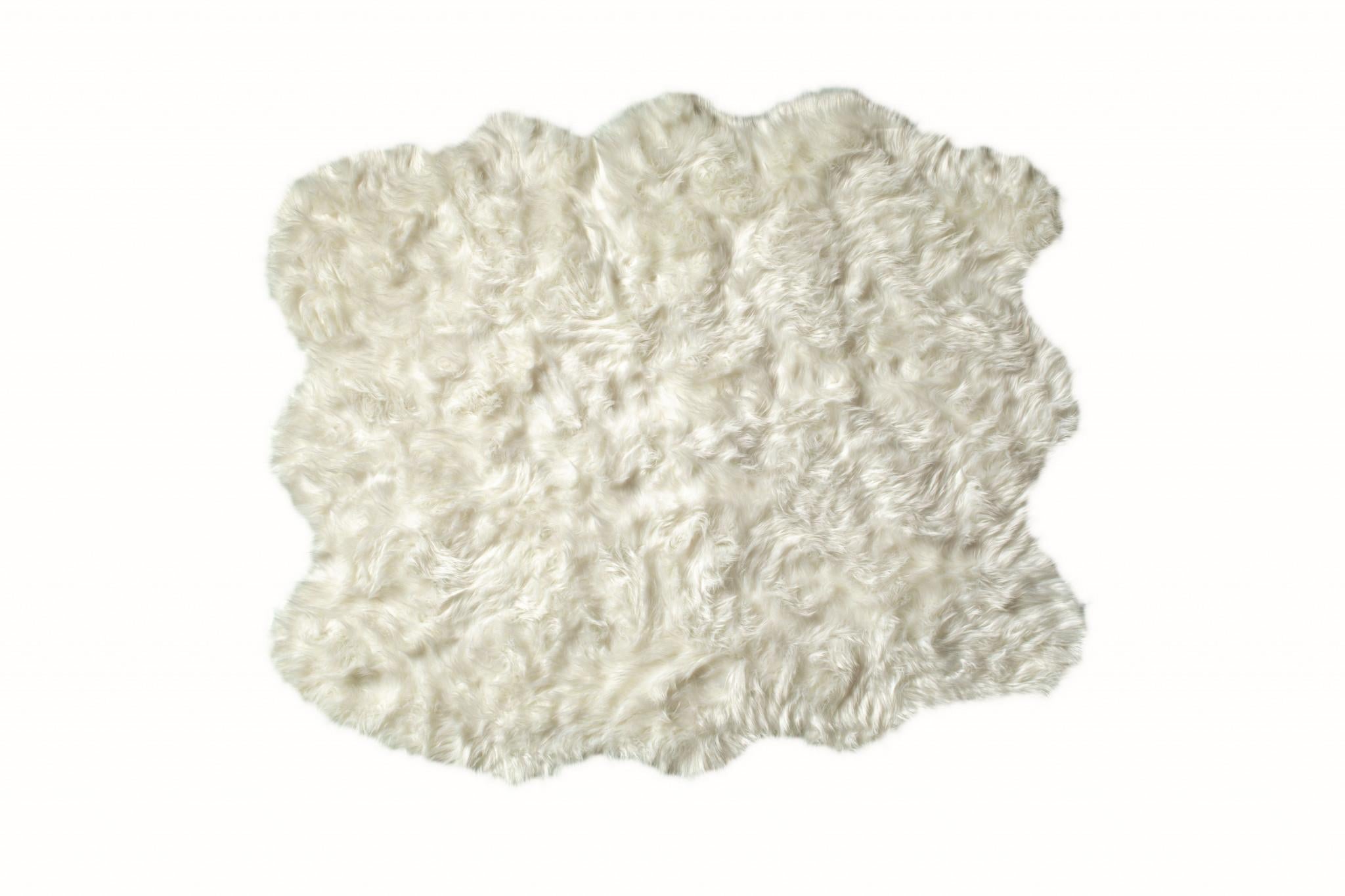 5' X 6' Off White Animal Print Shag Area Rug