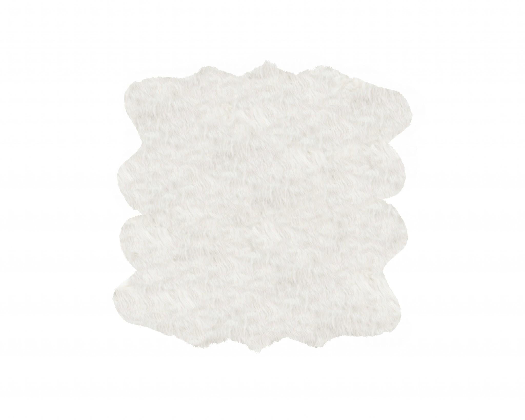 6' X 6' Off White Faux Fur Area Rug