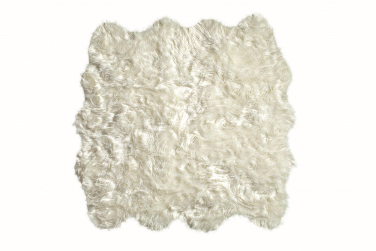 6' X 6' Off White Faux Fur Area Rug
