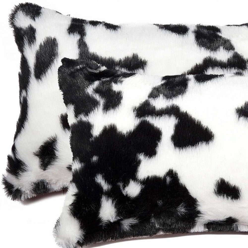 Set of Two 12" X 20" Black and White Throw Pillows