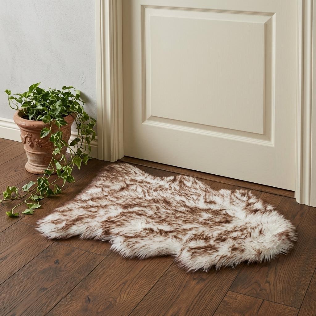 2' X 3' Brown And White Shag Area Rug