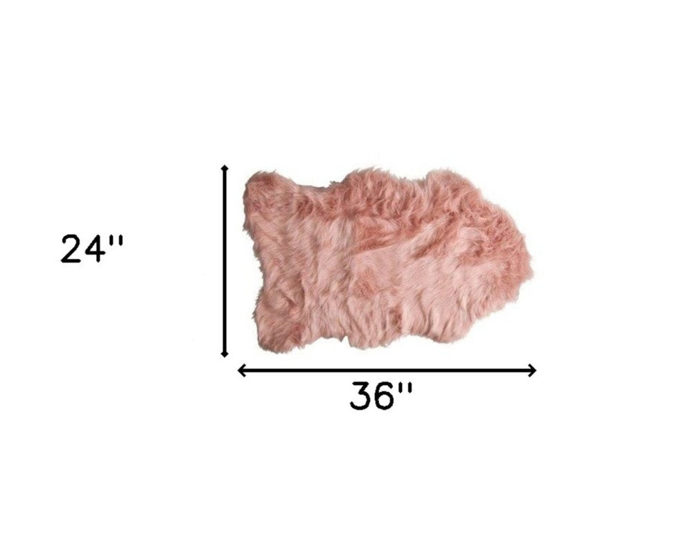 2' X 3' Dusty Rose Faux Sheepskin Washable Area Rug