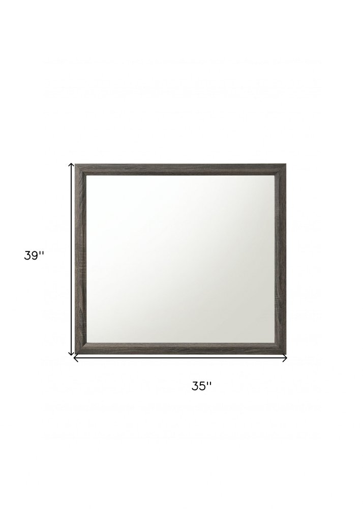 35" Gray Wood Framed Accent Mirror