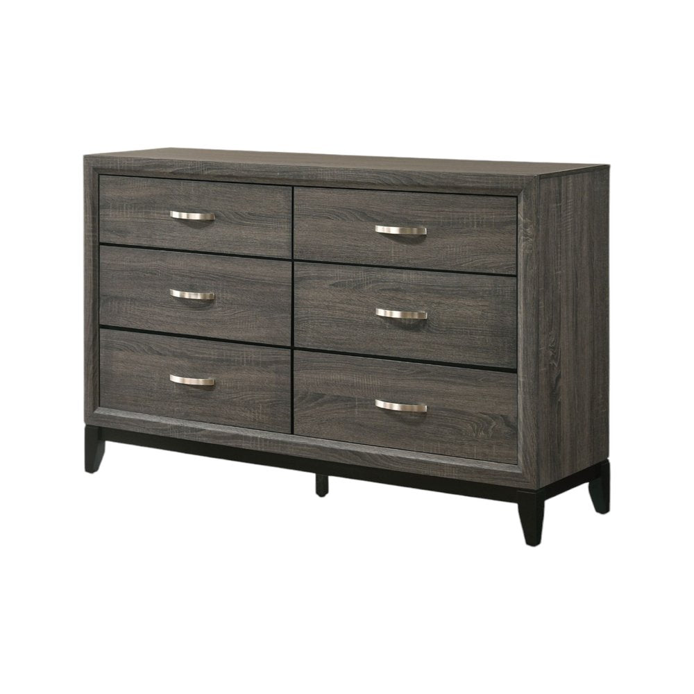58" Gray Six Drawer Double Dresser