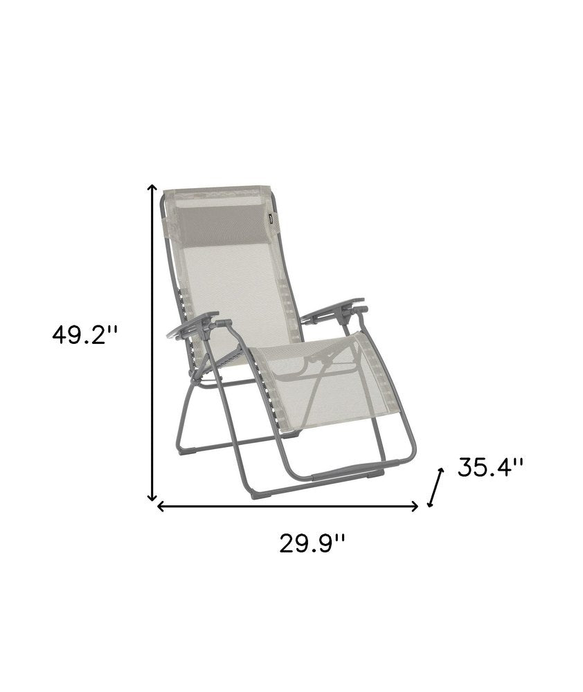 30" Blue and Gray Steel Outdoor Zero Gravity Chair with Blue Cushion