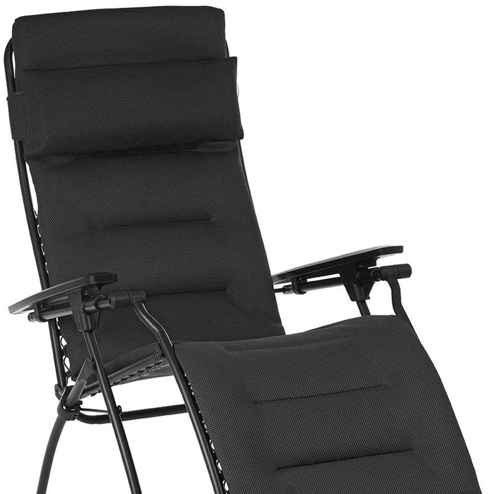 26" Black Steel Outdoor Zero Gravity Chair with Black Cushion