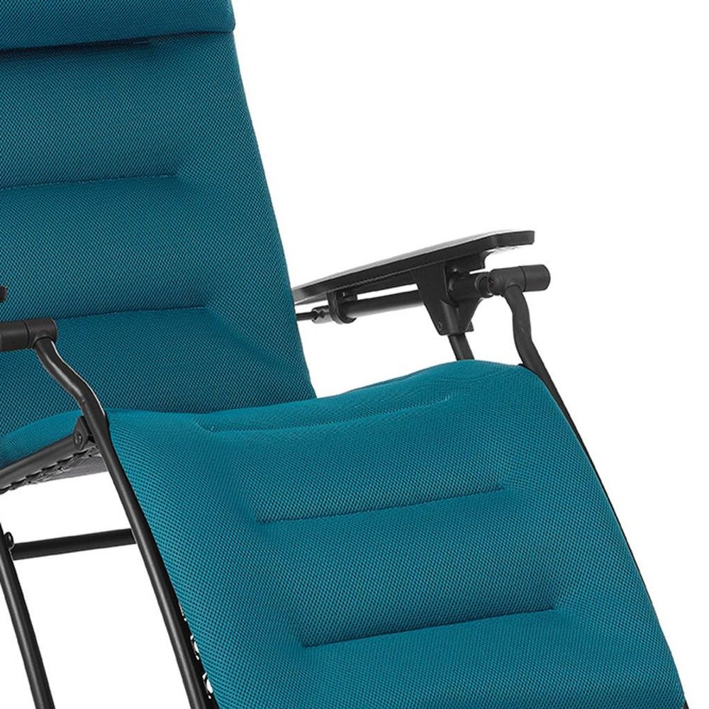 26" Black Steel Outdoor Zero Gravity Chair with Black Cushion